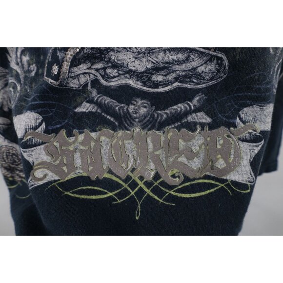 Vintage Streetwear Mens XL Faded Sacred Mary Angels Rose Flower UFC MMA T-Shirt - Picture 11 of 11